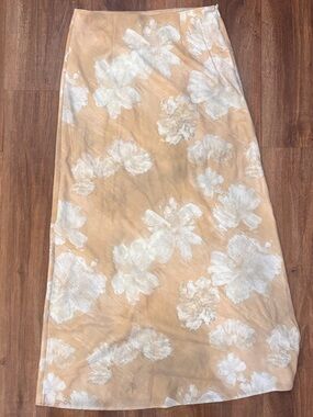 Beige and Cream Floral Maxi Skirt